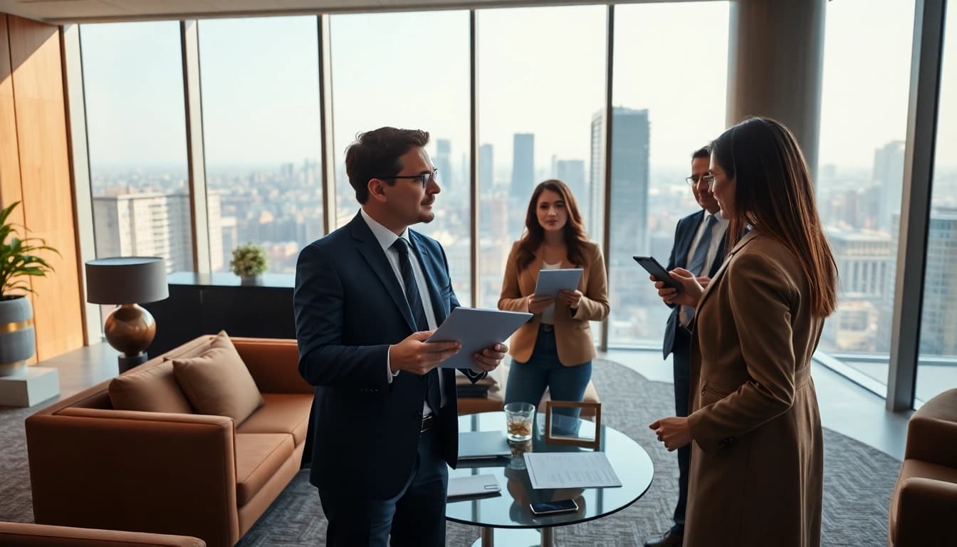 Headhunter Schweiz berät Fachkräfte in modernem Büro mit eleganter Einrichtung.