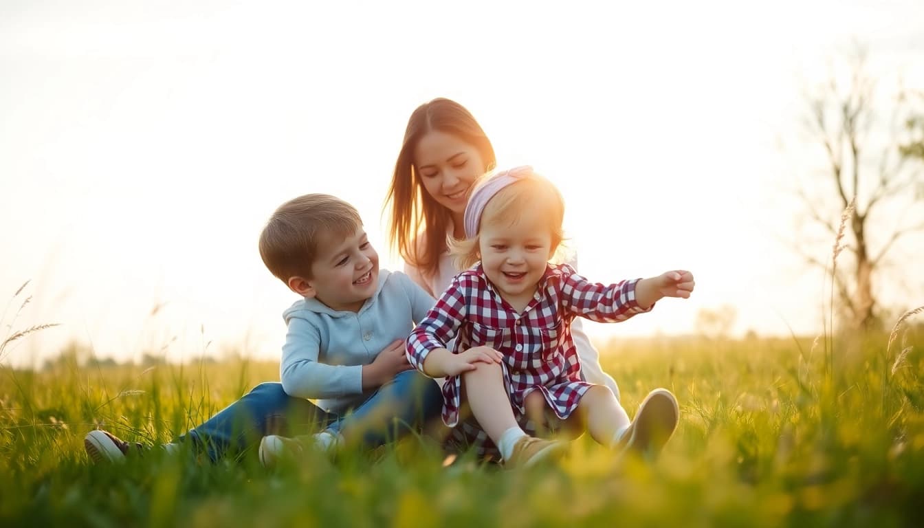 Kindererziehung durch gemeinsames Spielen im Freien zeigt die liebevolle Verbindung zwischen Eltern und Kind.