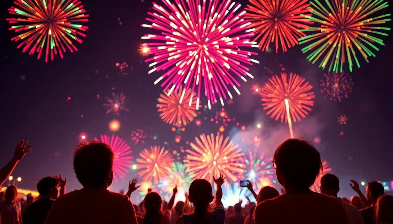 Experience stunning fireworks for sale illuminating the night during a lively celebration.