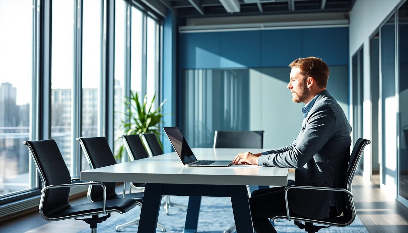 Headhunter Ingenieure beraten im Büro einen Ingenieur, vermitteln Expertise und Vertrauen.
