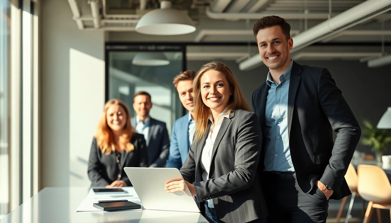 Unternehmensberatung Düsseldorf: Team von Beratern diskutiert Strategien in einem modernen Büro.