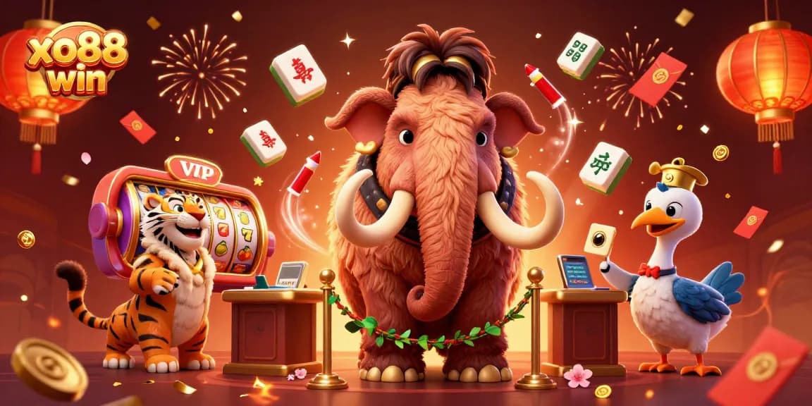 Join the festive excitement at xo88 win with an ultra-detailed 3D casino scene filled with vibrant characters and game elements.