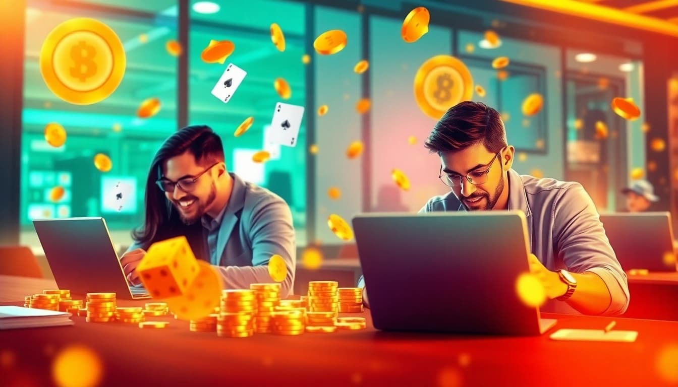 Discover vibrant online gaming with a casino bonus ohne einzahlung, showcasing excitement in a modern casino environment.