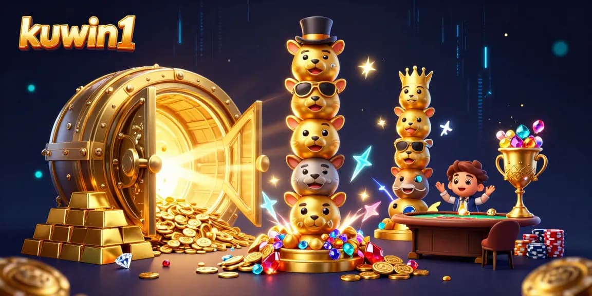 Experience thrilling gameplay at kuwin1 with a vivid illustration of casino elements and rich 3D design.