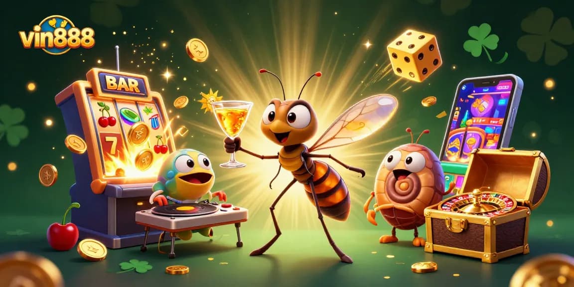 Experience the thrill of vin888 with our animated casino scene featuring vibrant slot machines and exciting jackpots.