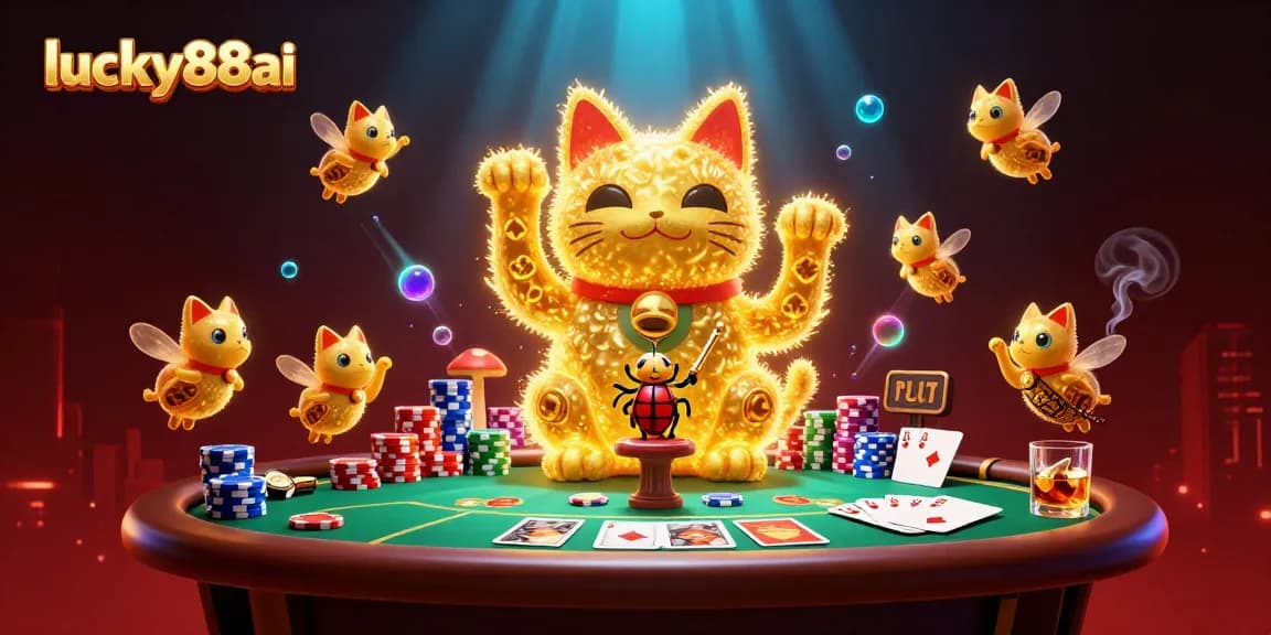Experience winning strategies with lucky88ai in a vibrant casino-themed illustration.