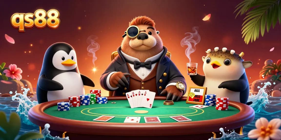 Experience winning strategies at qs88 with vivid underwater poker action featuring colorful characters and dynamic game elements.