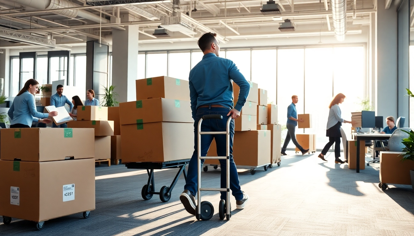 Büroumzug Berlin mit professionellen Umzugshelfern, die Büromöbel sicher verpacken.