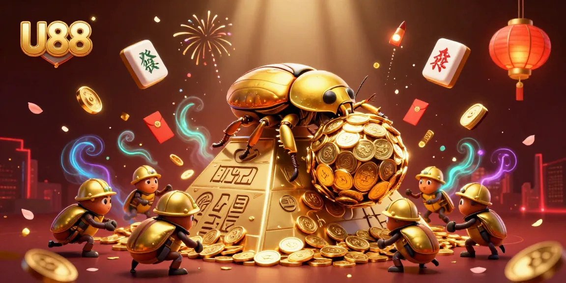 Join U88 with a vibrant scene showcasing golden coins and festive elements for an engaging gaming experience.