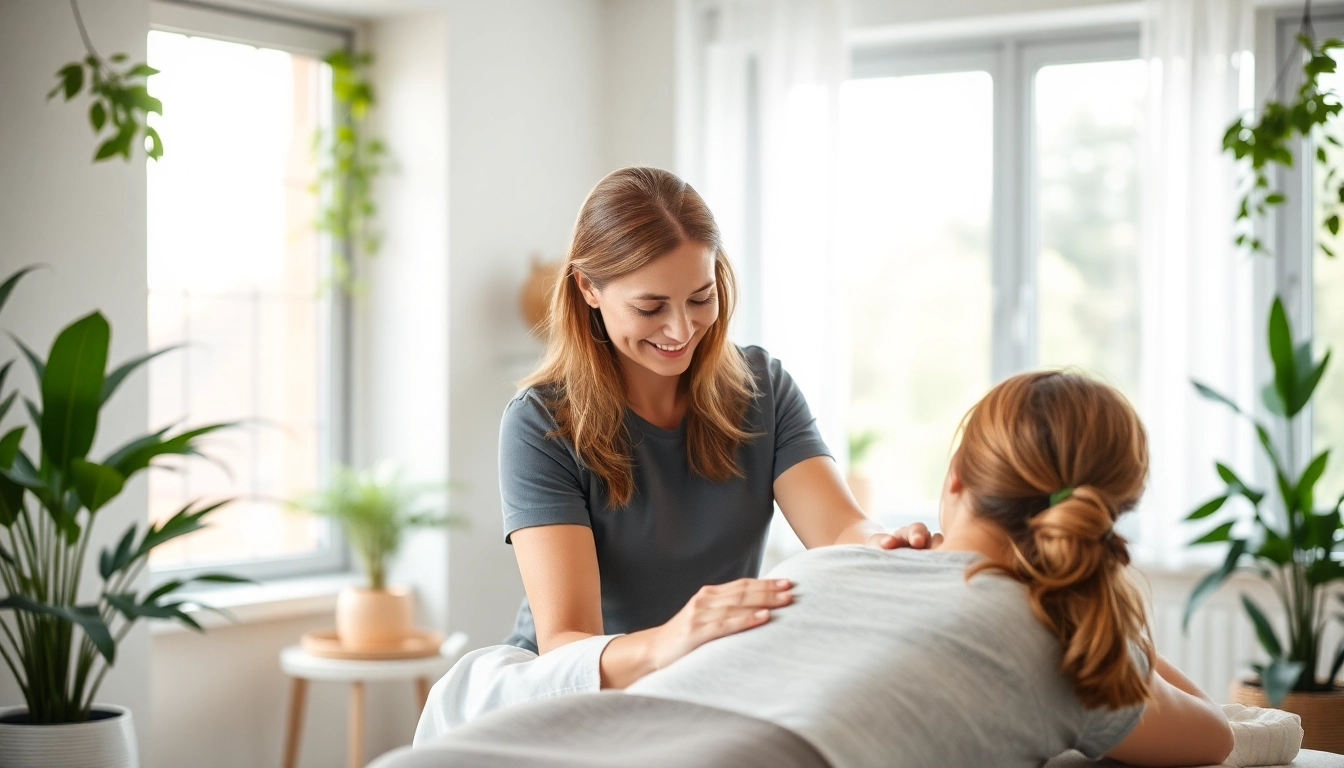 Erfahrene Osteopathie Kiel Therapeutin, die sich um Patienten kümmert, in entspannender Umgebung.