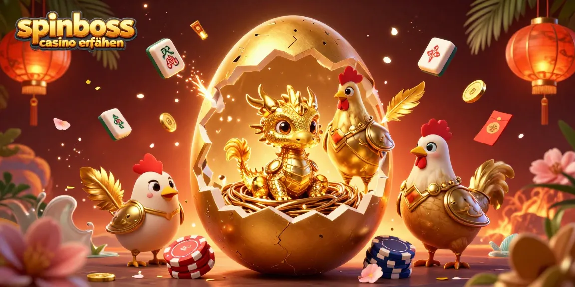 Spinboss Casino Erfahrungen: Erleben Sie spannende Spielerlebnisse mit goldenen Drachen und Pokerchips.