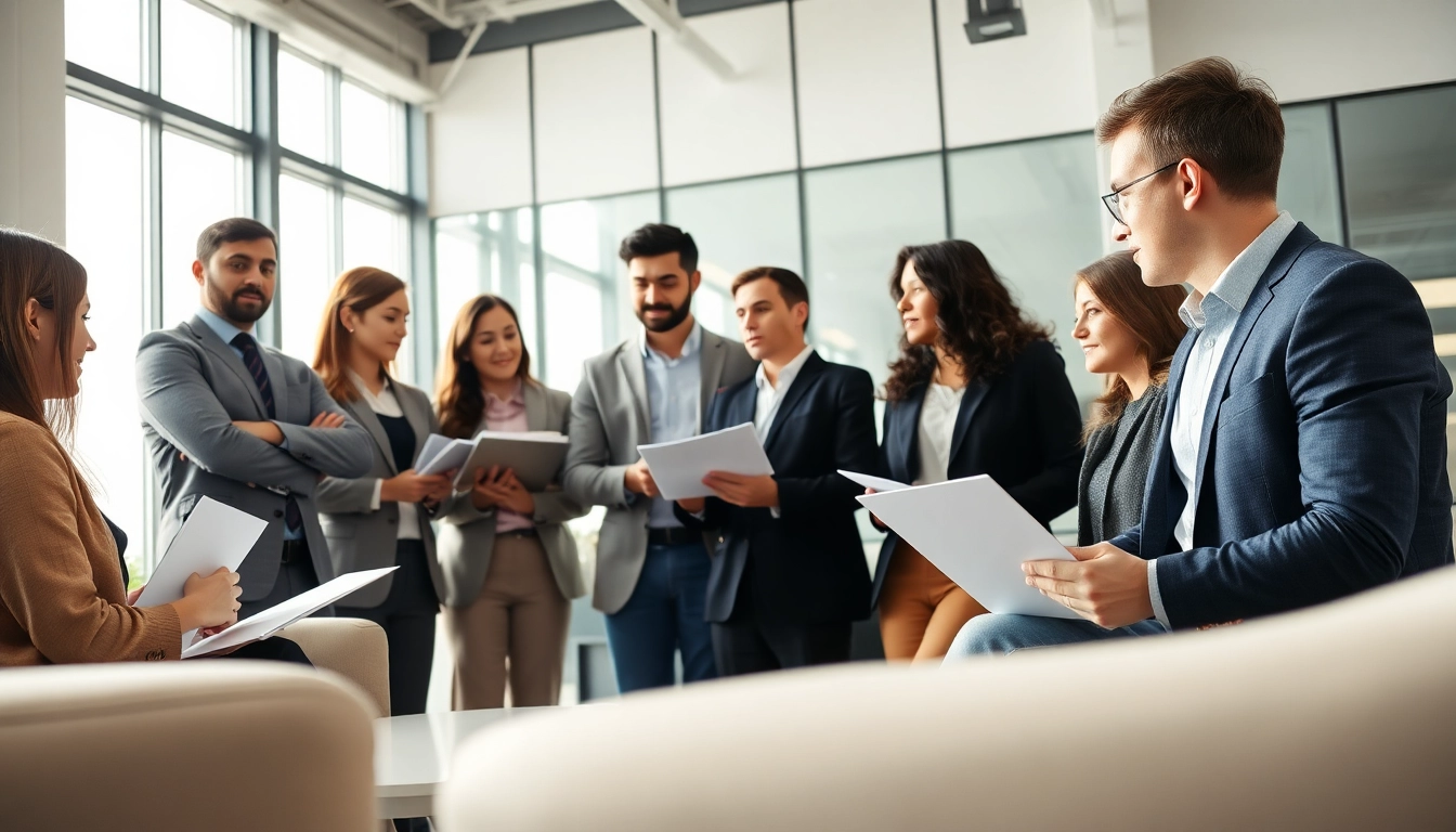 Headhunter Ingenieure in einem modernen Büro bei der Interaktion mit Kandidaten.