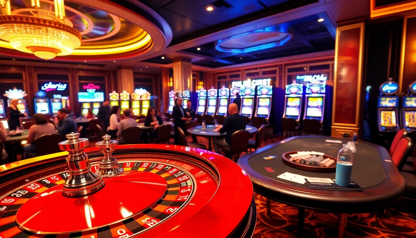 Experience thrilling gaming action at BL555 with roulette wheels, poker tables, and vibrant slot machines.