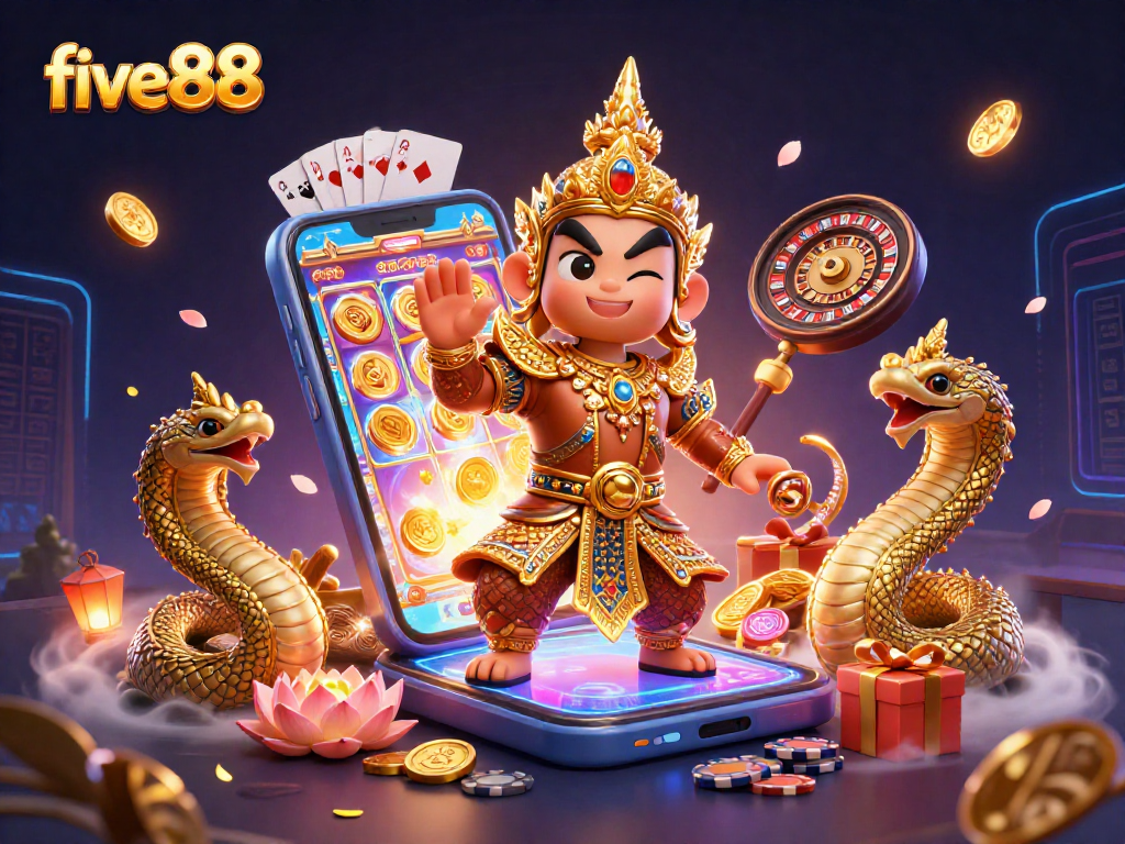 Play exciting slot games at five88 with vibrant visuals and engaging gameplay elements showcased.