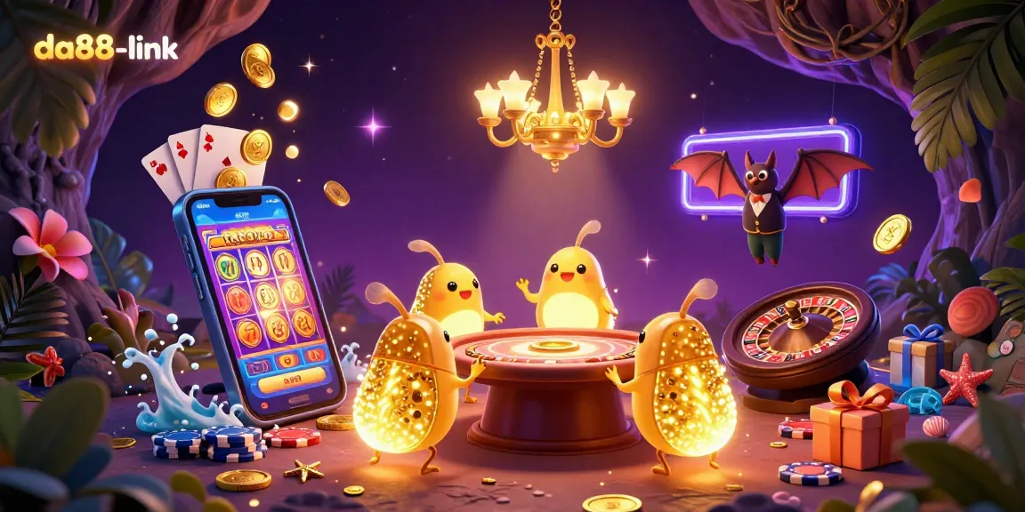 Experience the thrill of gambling at da88-link with vibrant casino activities and unique characters.