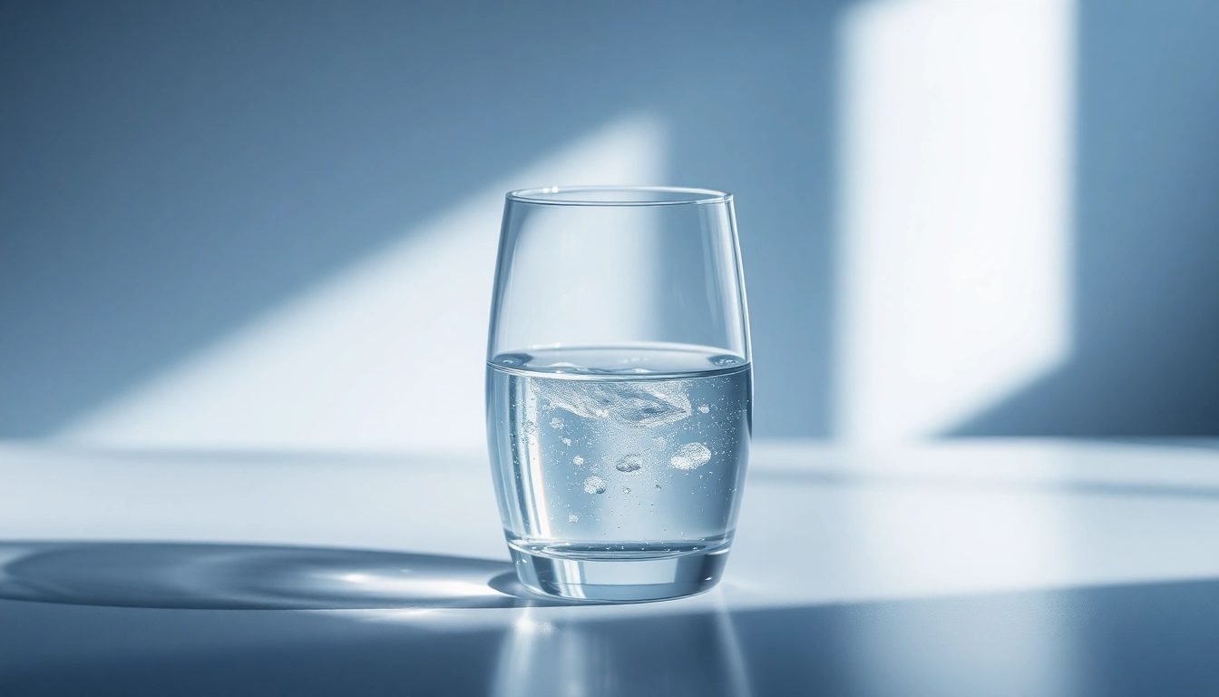 Silberwasser in einer eleganten Glasflasche präsentiert, um die Reinheit und Vorteile hervorzuheben.