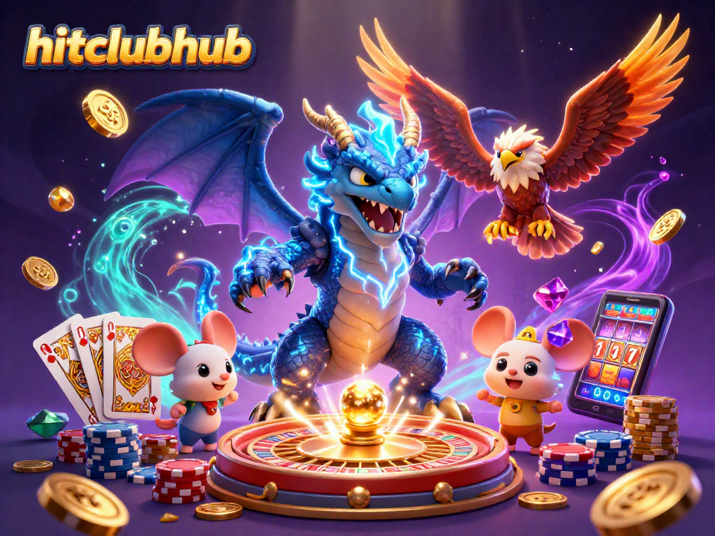 Experience the electrifying adventures of hitclubhub with its exciting characters and vibrant casino-themed elements.