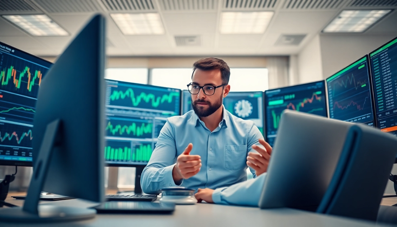 Die Analyse von Wertpapieren durch einen Finanzberater in einem modernen Büro.