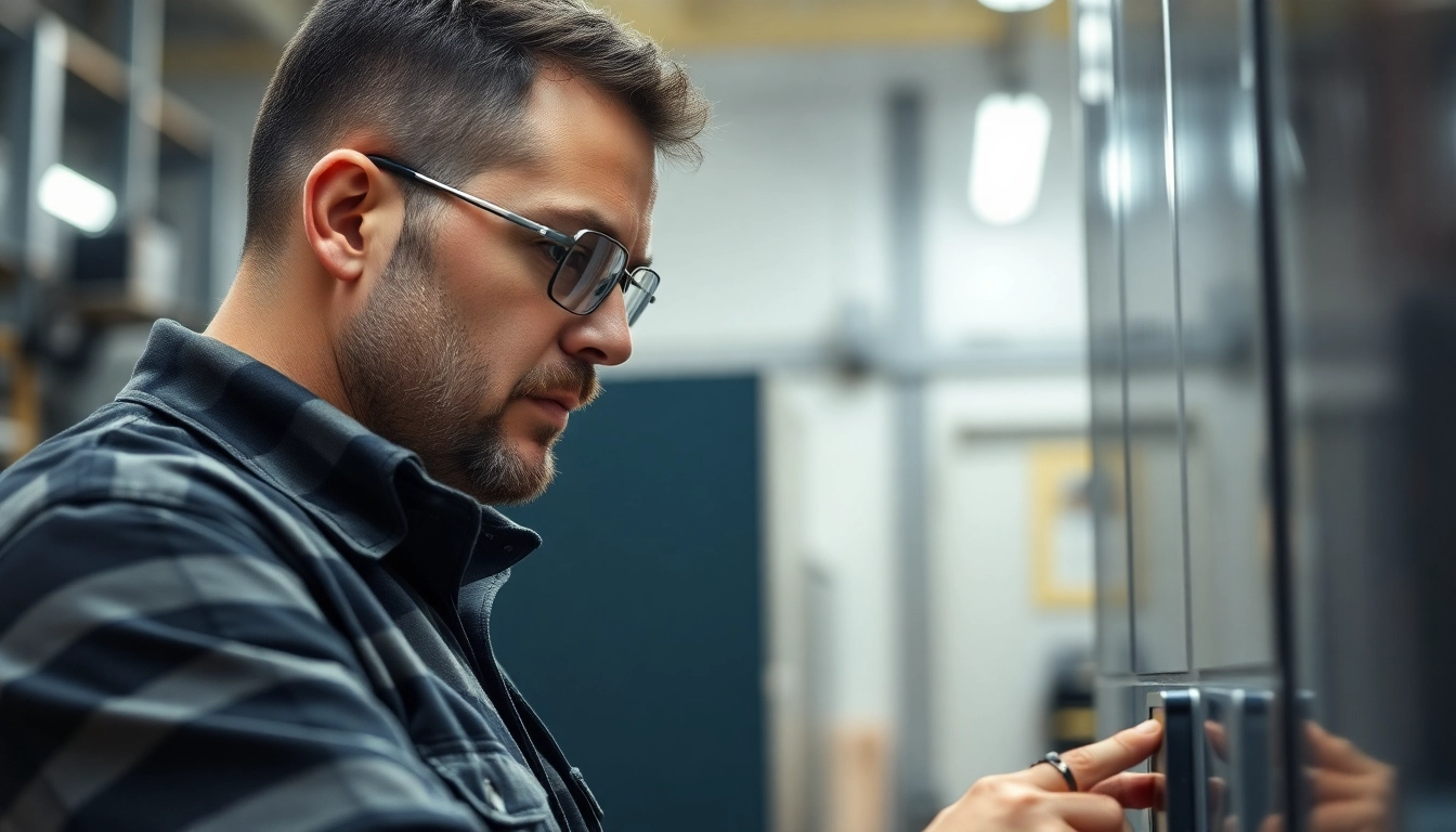 Techniker untersucht elektrische Geräte bei der DGUV V3 Prüfung, zeigt sorgfältige Sicherheitsanalysen in einer Werkstatt.