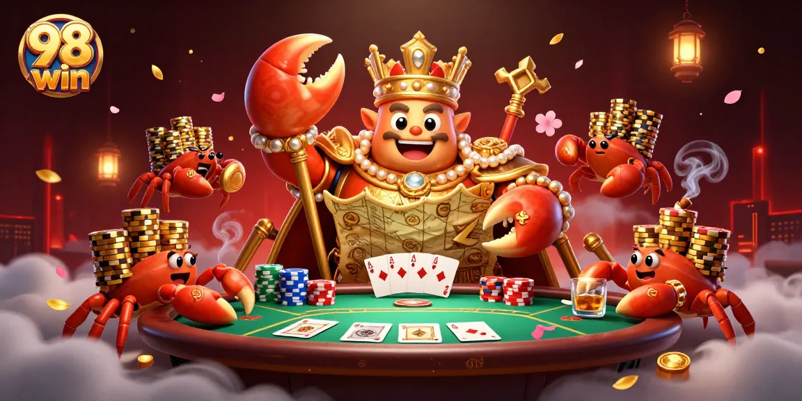 Play big with 98 win as a golden crab emperor leads a royal gaming adventure.