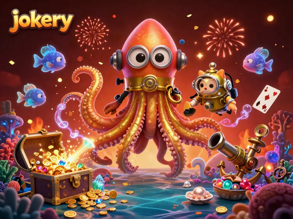 Experience jokery's immersive adventures with a colossal kraken, treasure, and dynamic casino elements.
