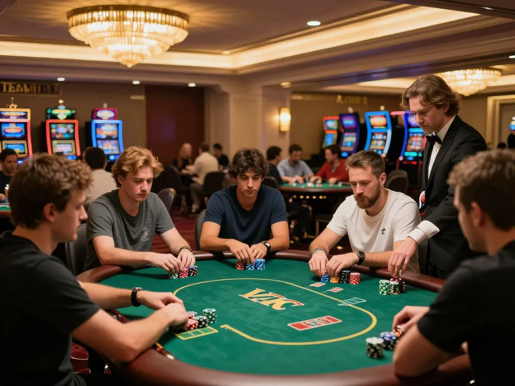 Các người chơi tham gia một trò chơi poker có tiền cược cao tại sòng bạc LUCK8, tập trung vào chiến lược và sự hồi hộp.