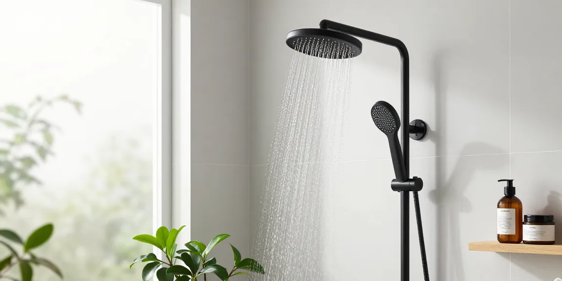 Stijlvolle badkamer met een moderne regendouche zwart die een ontspannende douche-ervaring laat zien.