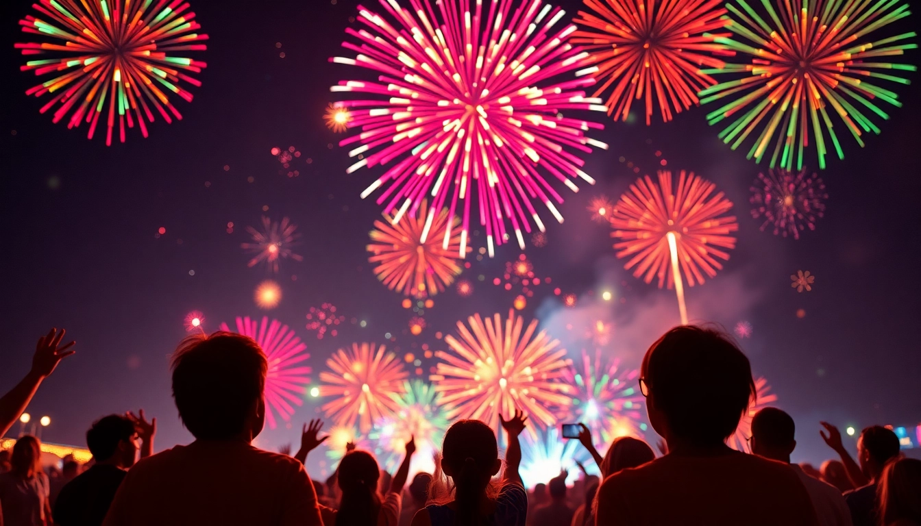 Experience stunning fireworks for sale illuminating the night during a lively celebration.