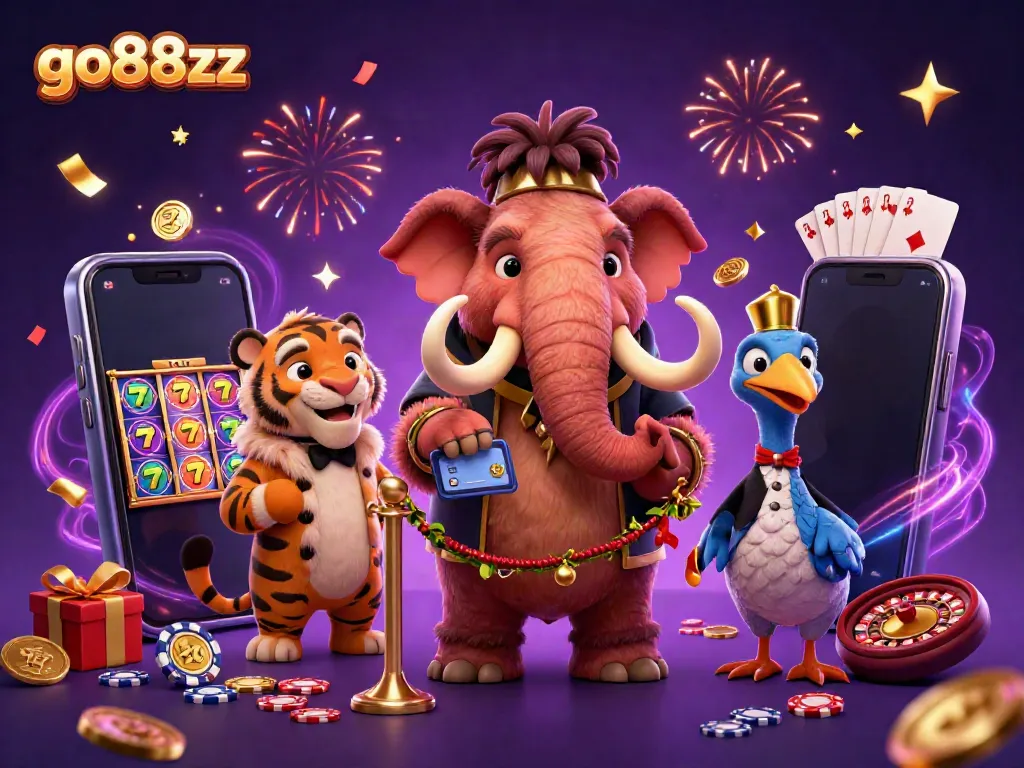 Engaging scene at go88xz casino with a bouncer and VIP guest enjoying slot game excitement.
