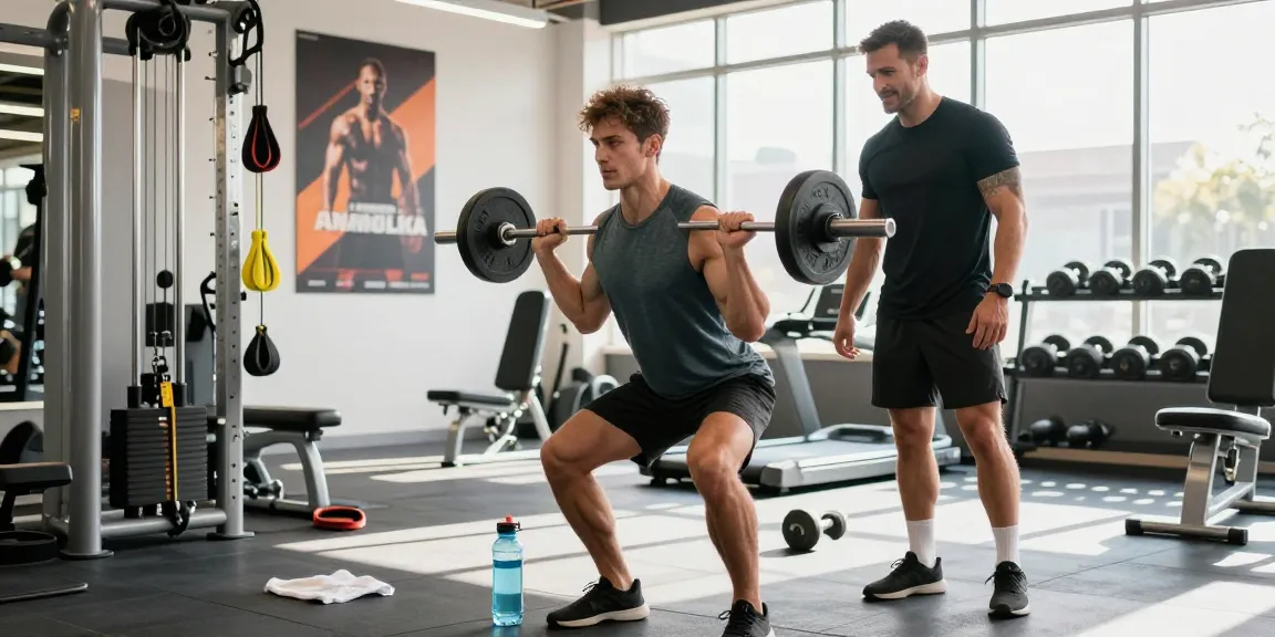 Anabolika Shop: Powerful man lifting weights in a vibrant gym, showcasing strength training in an energetic atmosphere.