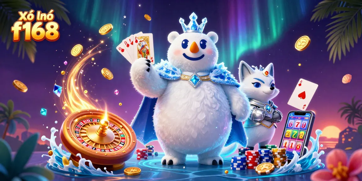 Experience thrilling excitement with Xổ số f168, featuring dynamic scenes of casino games and rewards.