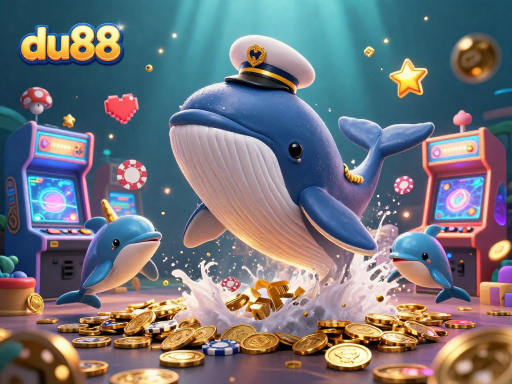 Experience winning thrills with du88 in this vibrant 3D casino-inspired underwater scene.