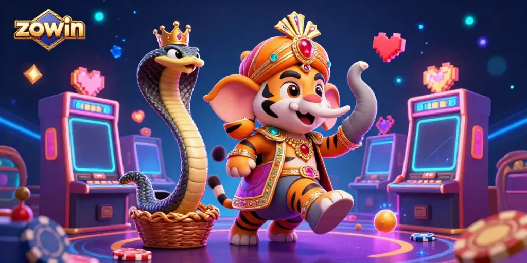 Zowin creates excitement with vibrant casino action featuring a royal elephant and lively characters.