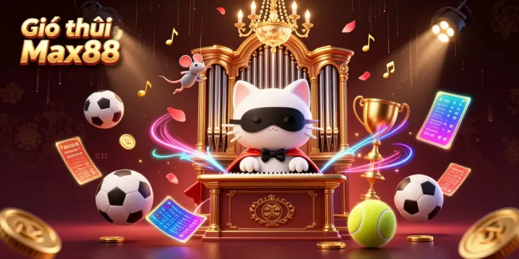 Experience Giới thiệu Max88 through a vibrant casino 3D scene filled with dynamic gaming elements and engaging characters.
