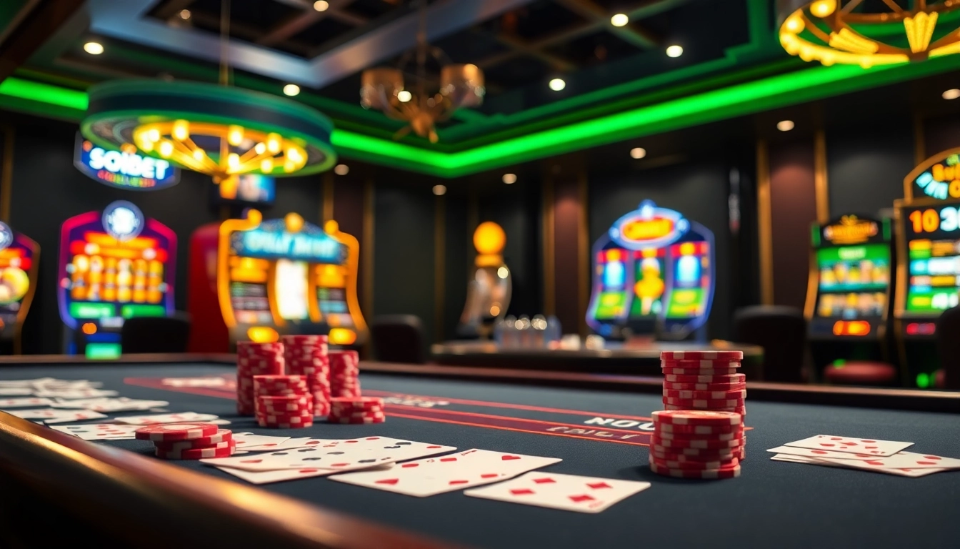 Experience the thrilling world of soibet with vibrant casino tables, cards, and online gaming interfaces.