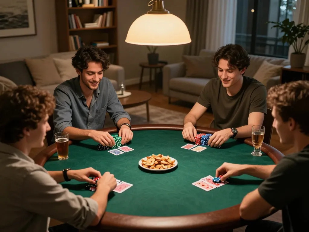 Players enjoying a home poker night showcasing strategy on 13win-asia.