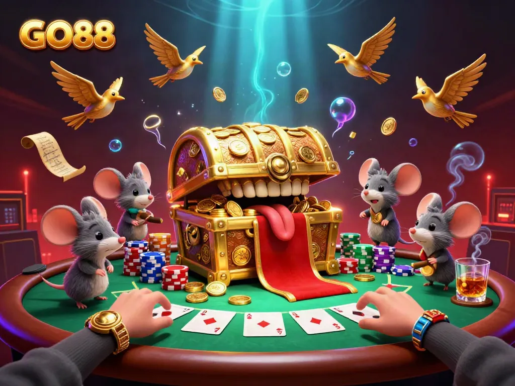 Engaging illustration of GO88 casino, featuring vibrant poker elements attracting players.