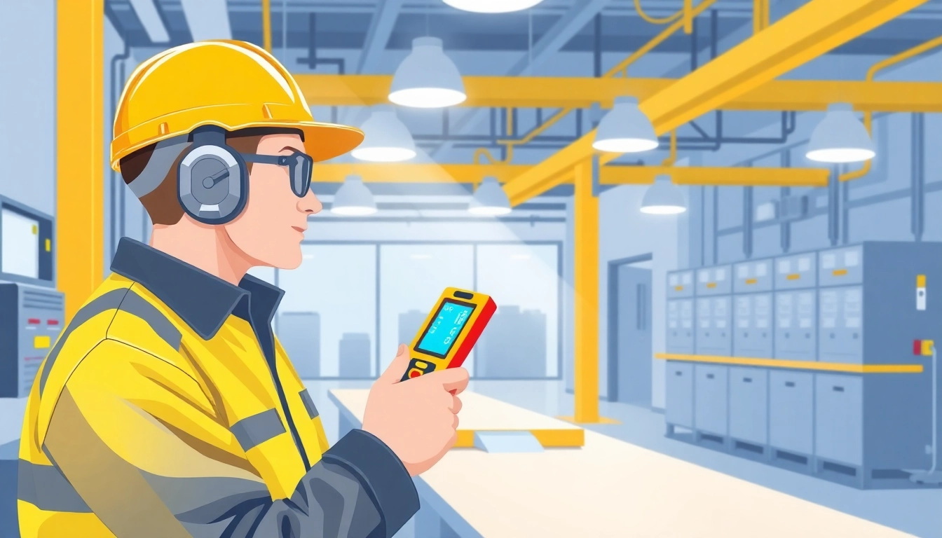 Technician performing a DGUV V3 Prüfung to ensure workplace safety.