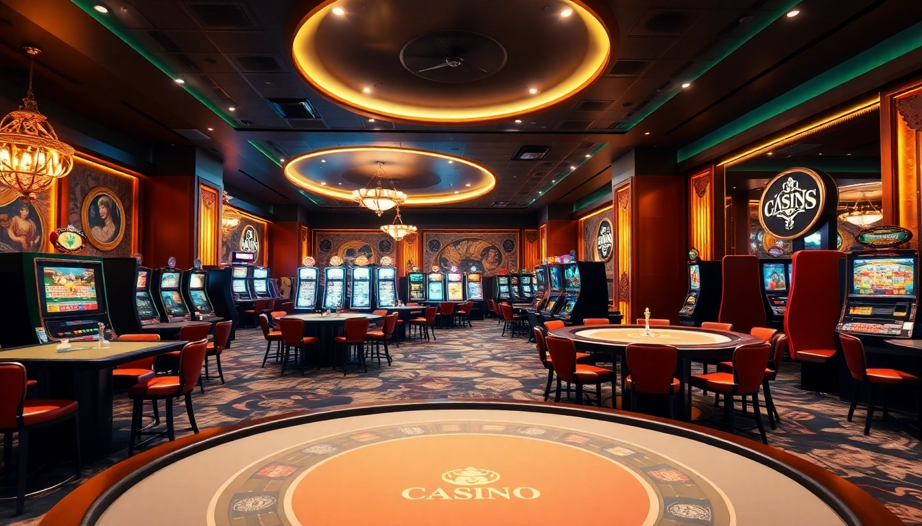 Spieler genießen ein sicheres Erlebnis im online casino schweiz mit beeindruckenden Spieltischen und warmem Licht.