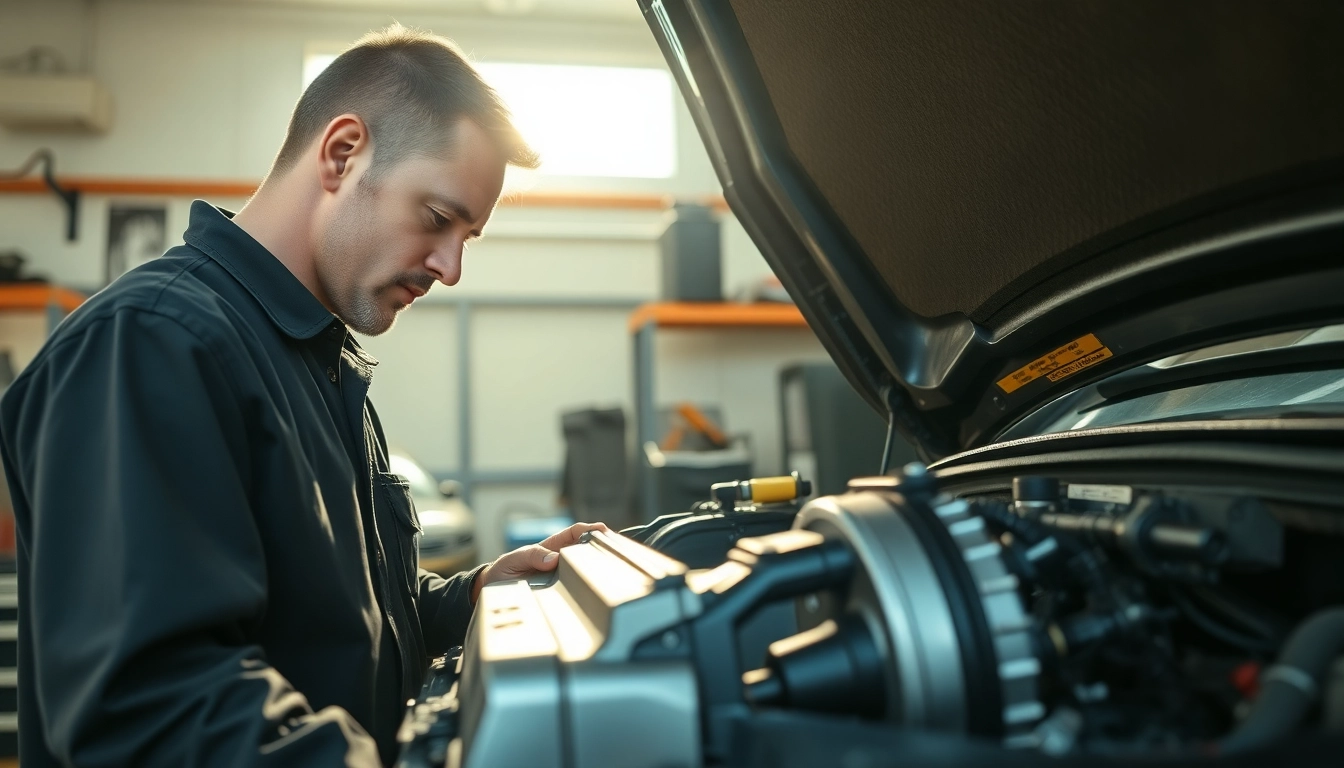 Motorschaden Ankauf durch einen Mechaniker, der einen beschädigten Motor überprüft.