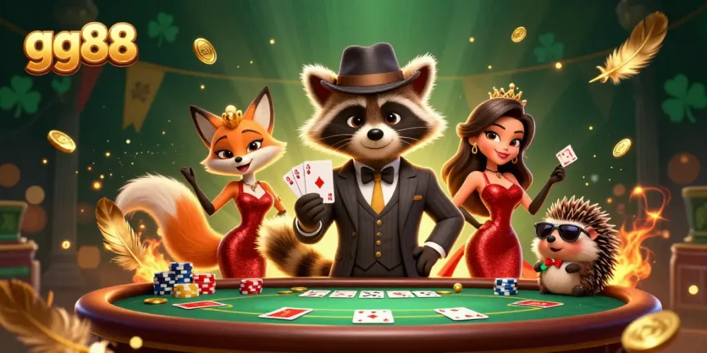 Experience gaming excitement with gg88's enchanting 3D casino art featuring charming characters and vibrant elements.