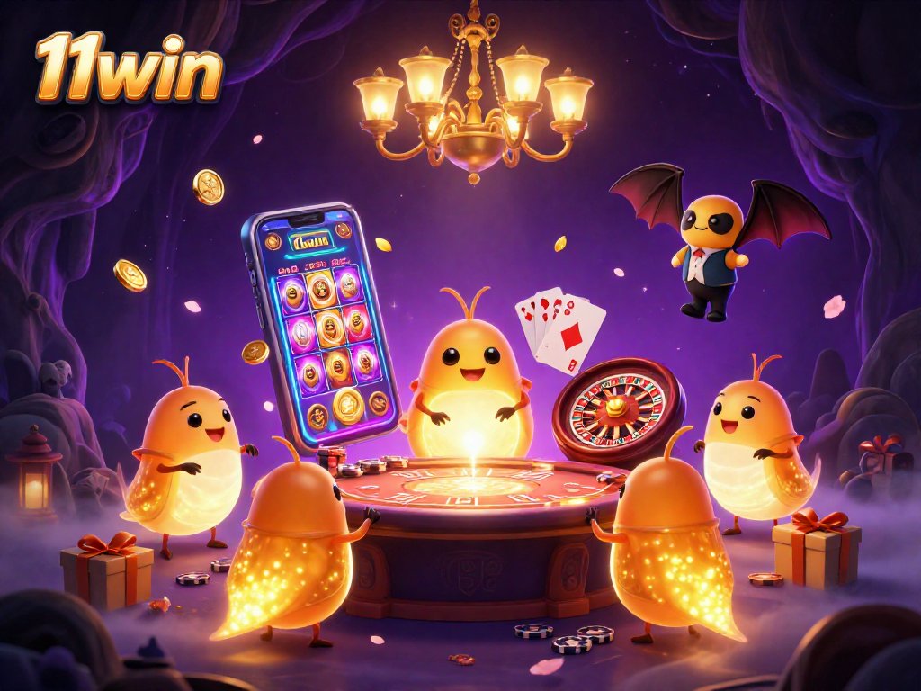 Engage in 11win's thrilling casino adventure with glowworms illuminating the gaming ambiance.