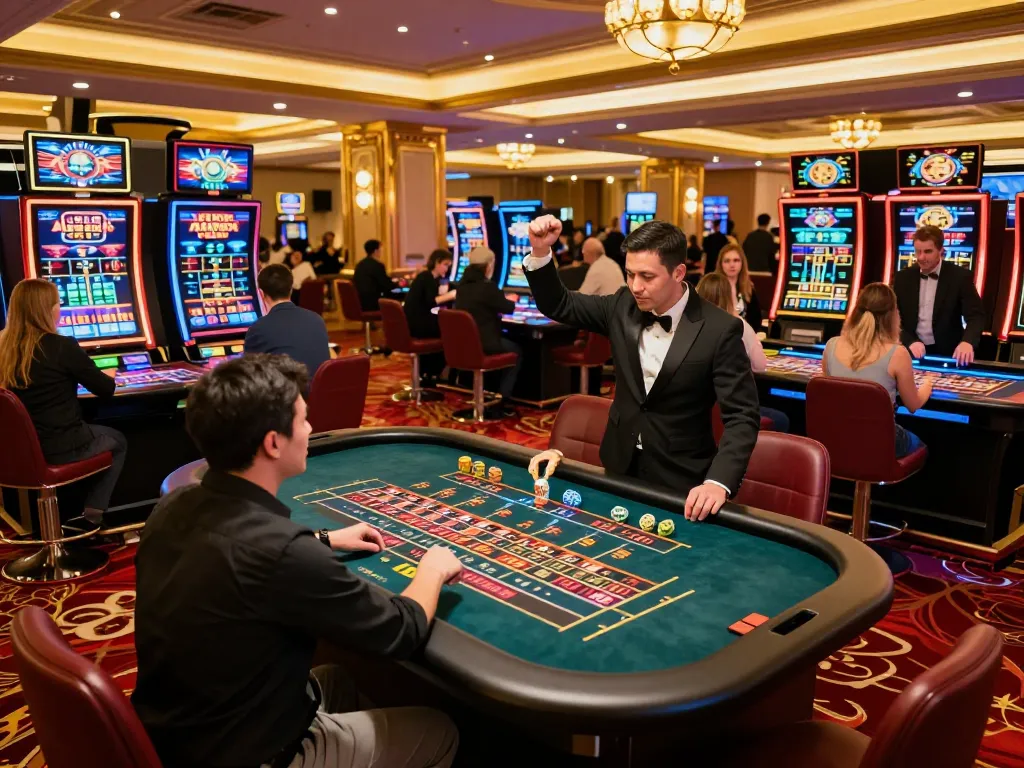 Go8 players celebrating a win at a roulette table in a lavish casino setting