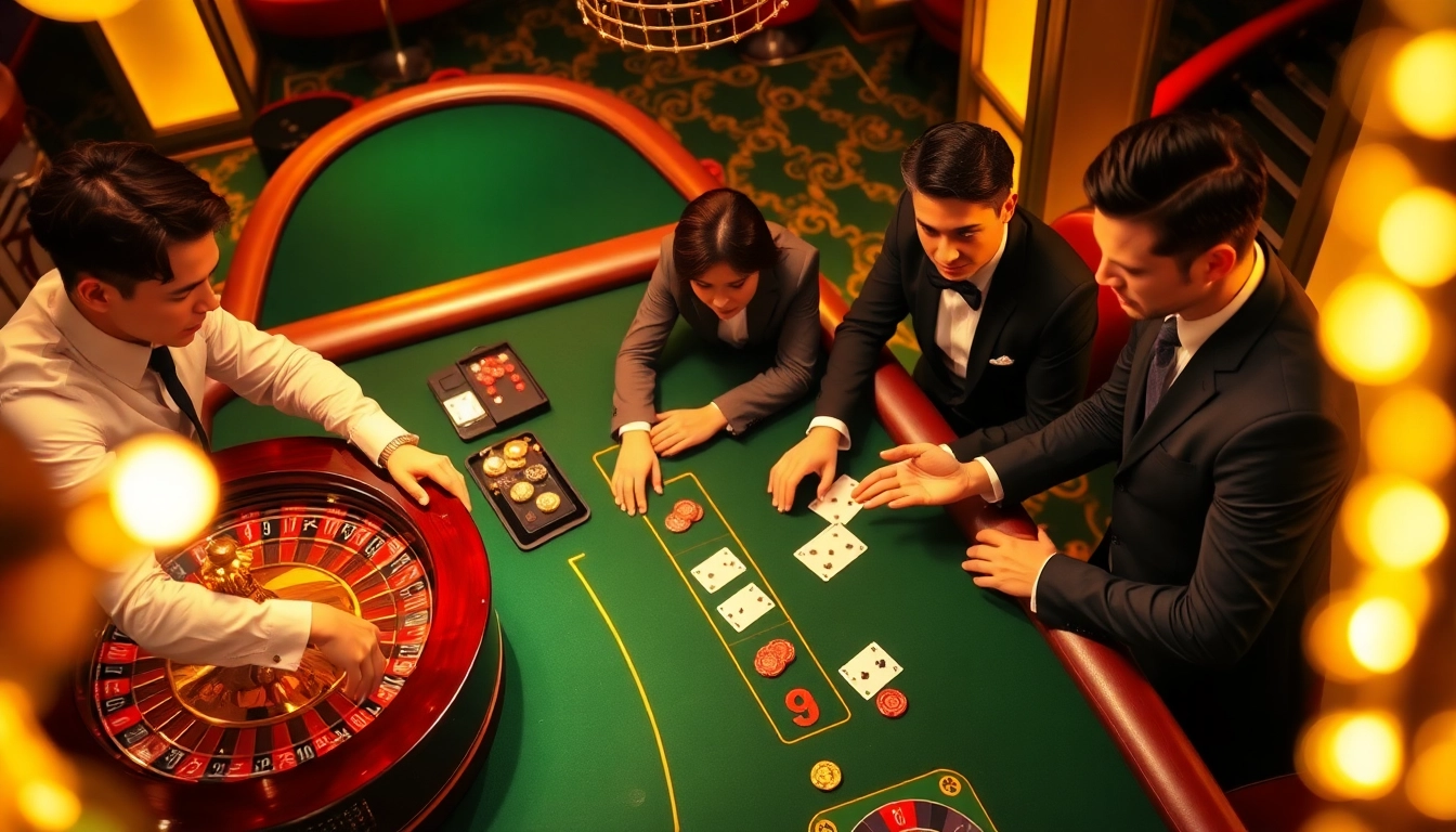 Exciting gameplay at the stylish casino table showcasing go888.jp.net's thrilling gambling experience.