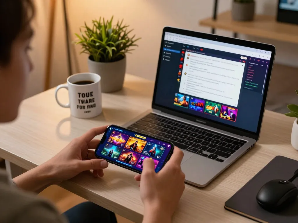 Engaging with GO88 casino app on smartphone, showcasing vibrant online gaming atmosphere.