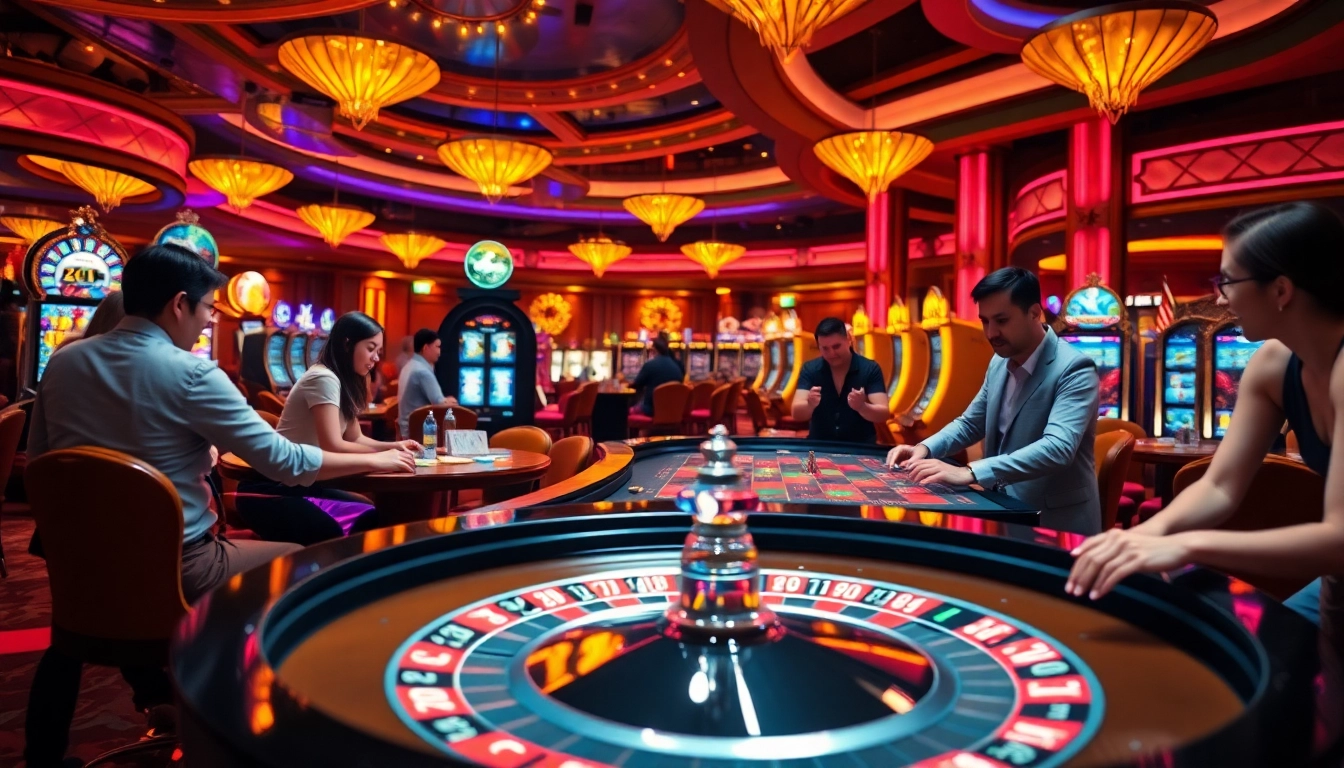 Spiele im LolaJack Germany Casino, Spieler am Roulettetisch, lebendige Atmosphäre und Gewinnchancen.