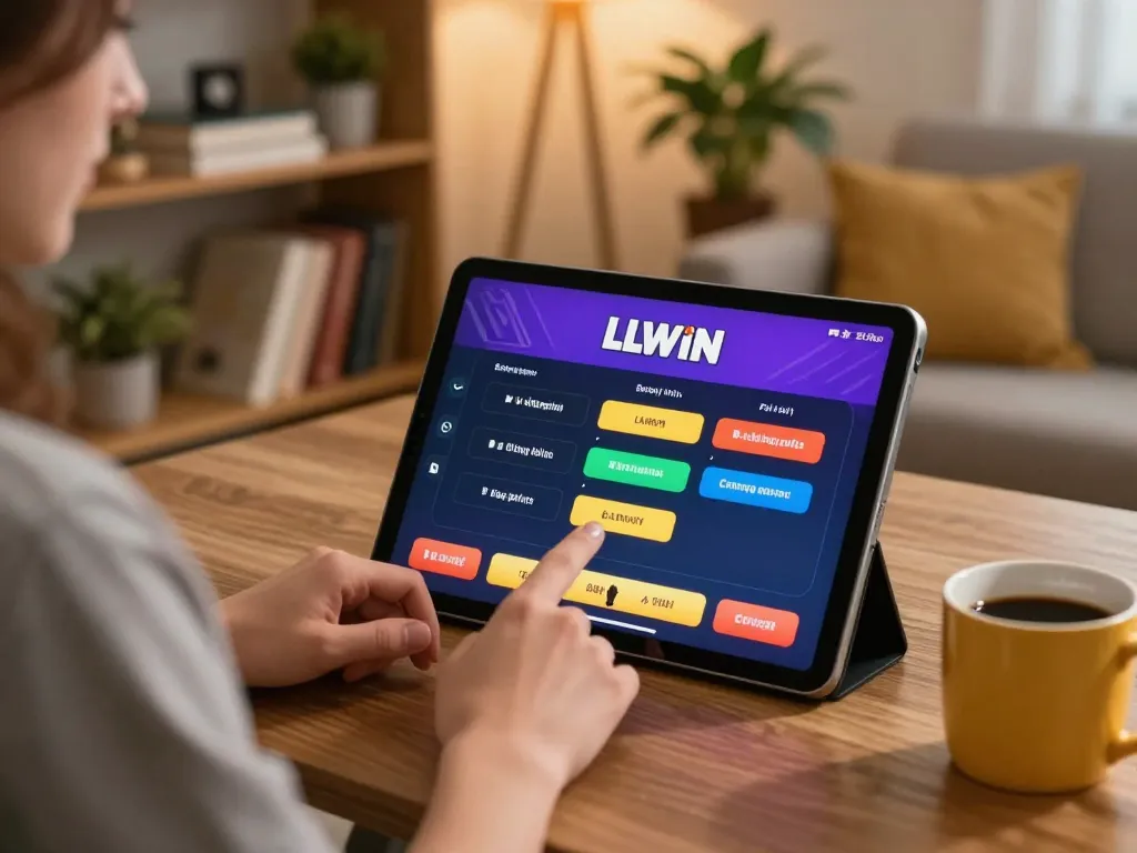 Engaging with LLWIN Function features for responsible betting limits in a cozy home setting.