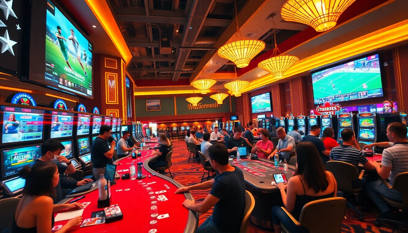 link vào Twin68 showcasing the vibrant casino atmosphere with players engaging in various games.