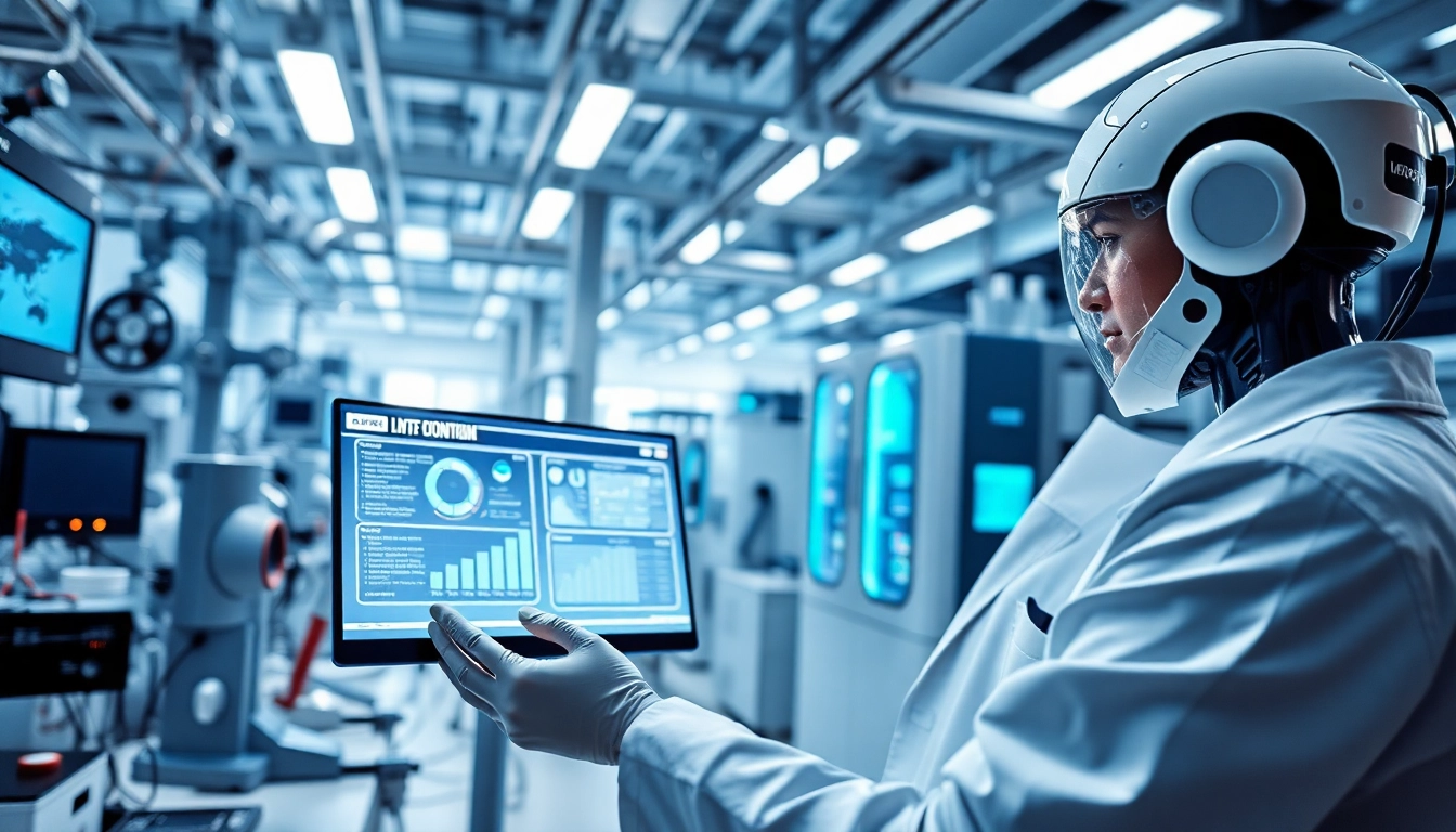 Technik Innovation in a modern lab with advanced gadgets and bright lighting.