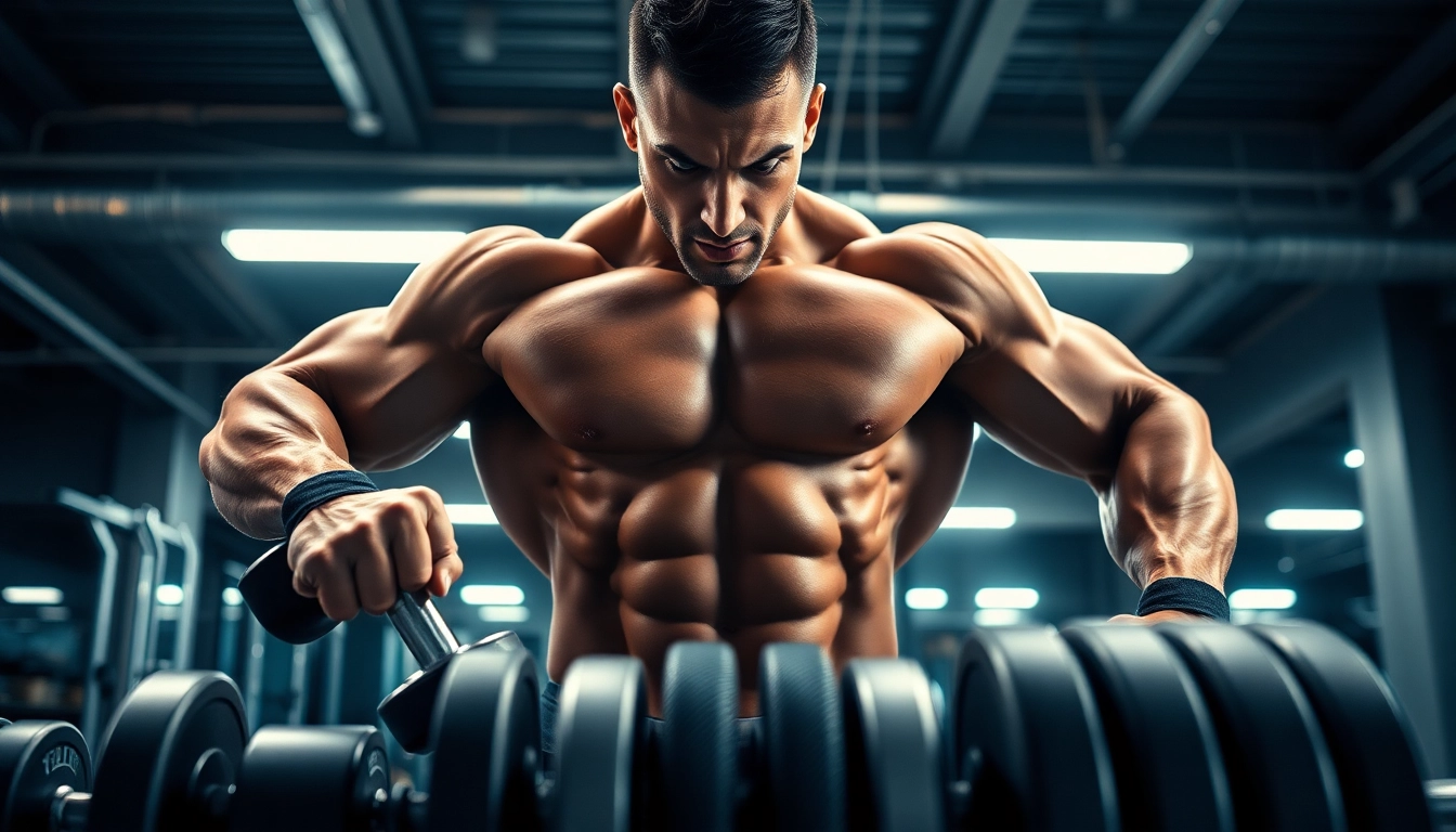 trenbolon kaufen: Bodybuilder demonstrating technique and strength with weights in modern gym.
